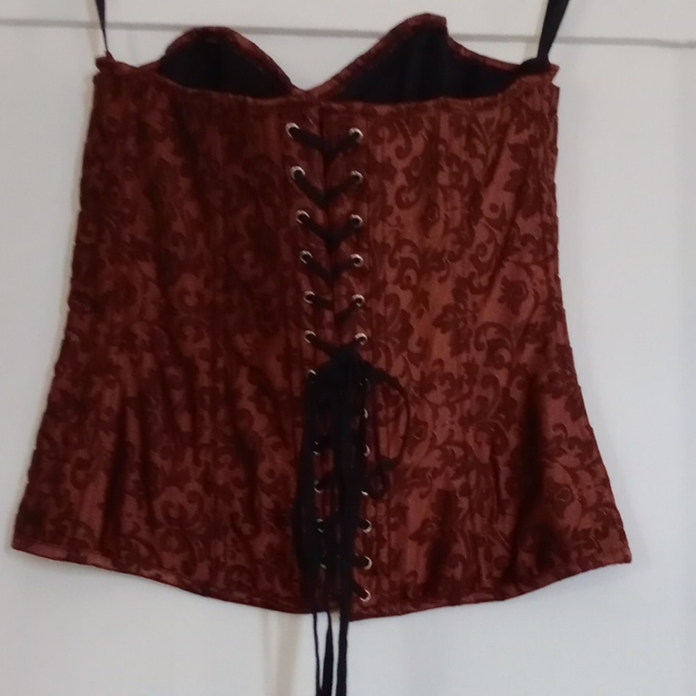Elegant Brown Corset Top Pit to Pit 17 Inch Leng 15inch - Picture 6 of 8